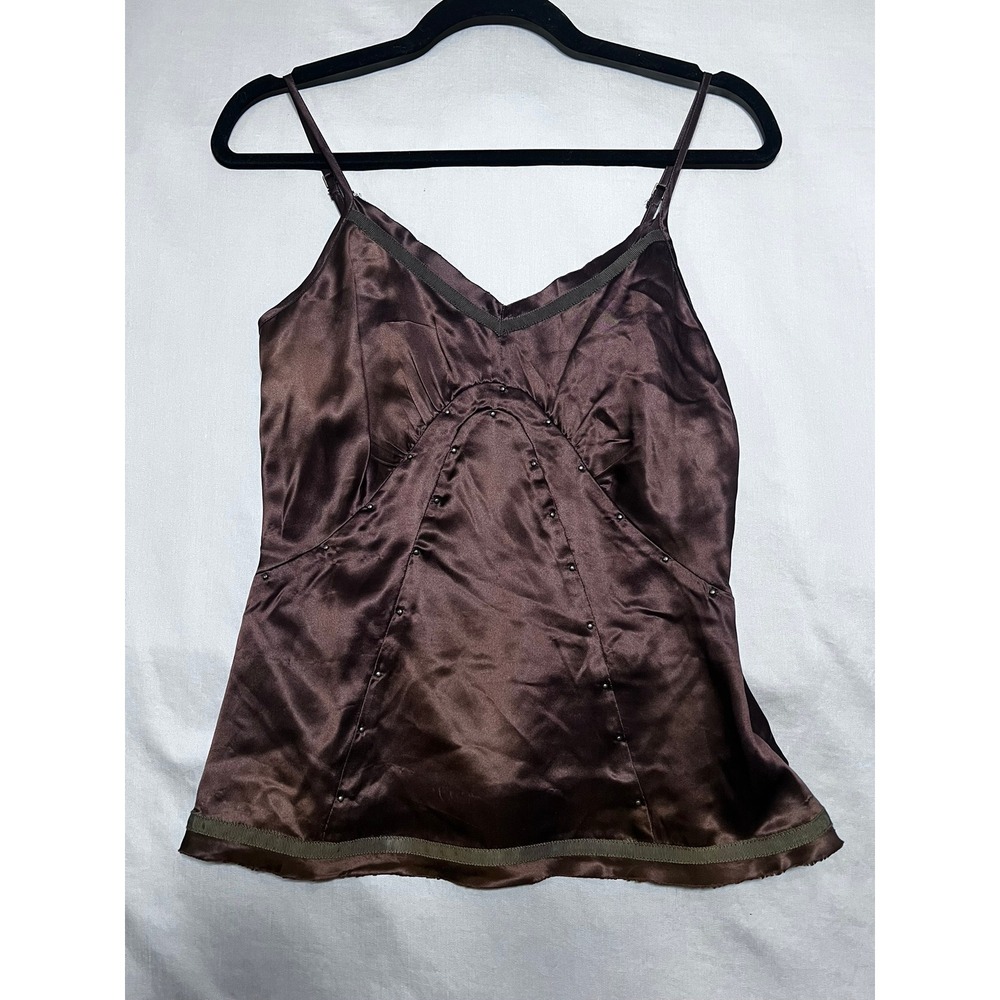 Banana Republic Brown Satin Cami Top Studded Corset Detail Size 0 NWT